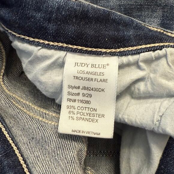 Judy Blue Mid Rise Botton Fly Trouser Flare Denim Jeans Distressed Size 9/29 - Picture 8 of 11